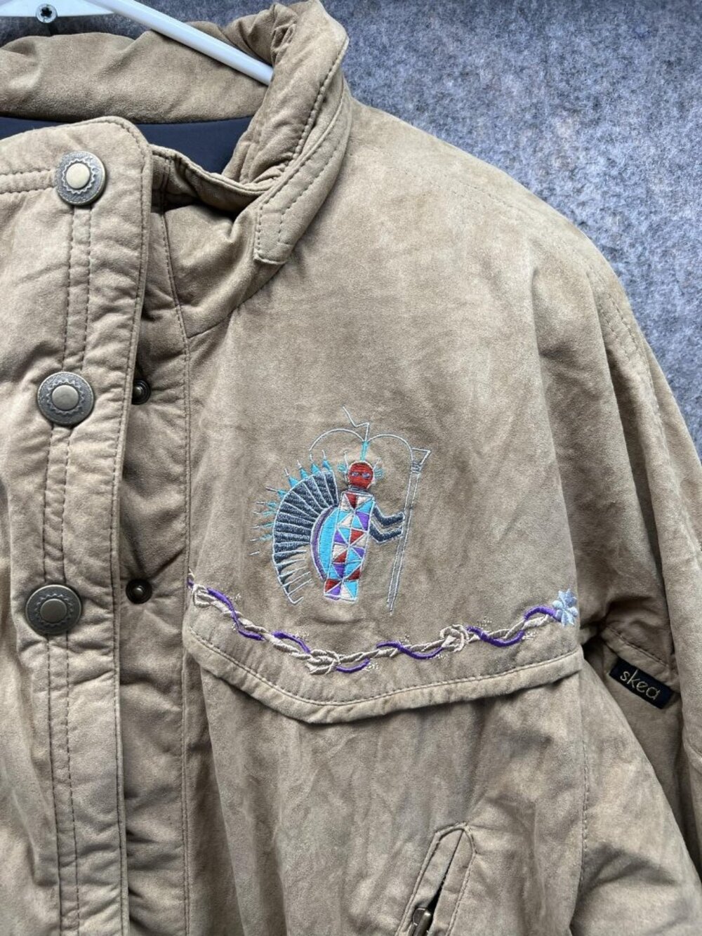 Vintage Skea Ski Suit Womens 10 Beige Black One Piece Snowsuit USA Embroidered - Picture 8 of 12
